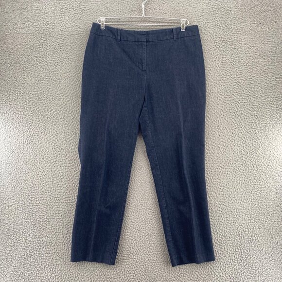 Chicos Pants Womens 1 US 8 Navy Chambray Ankle Stretch Office Career Work Casual - Picture 1 of 11